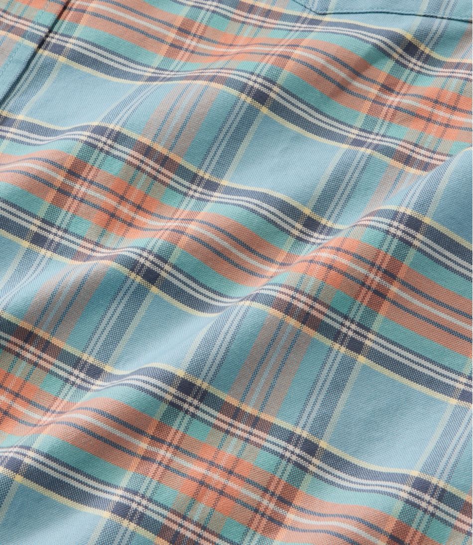 Men's Sunwashed Oxford Shirt, Slightly Fitted Untucked Fit, Plaid | L.L.Bean US