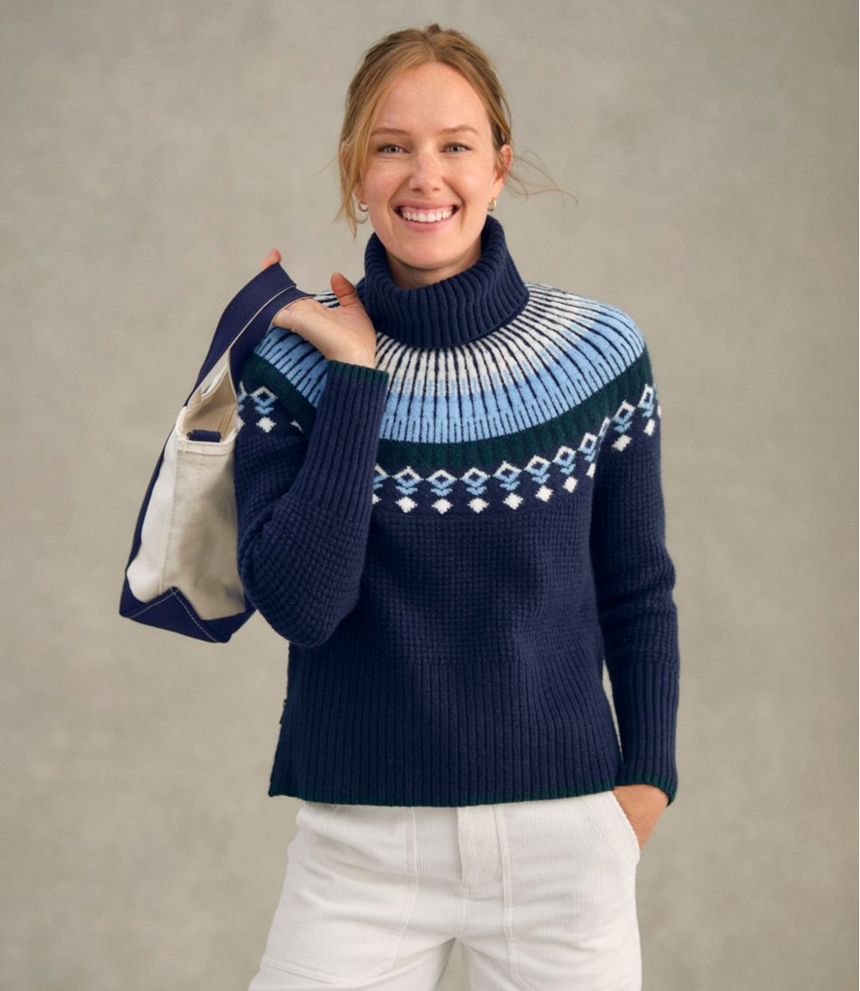 Women's SuperSoft Waffle Sweater, Turtleneck Fair Isle | L.L.Bean online