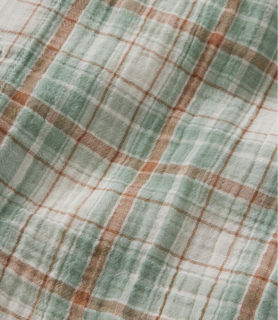Men's Cloud Gauze Shirt, Short-Sleeve, Slightly Fitted Untucked Fit, Plaid | L.L.Bean online