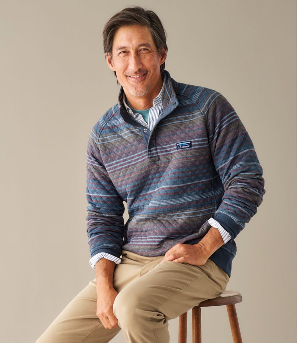 Men's Quilted Sweatshirt, Mockneck, Stripe | L.L.Bean online