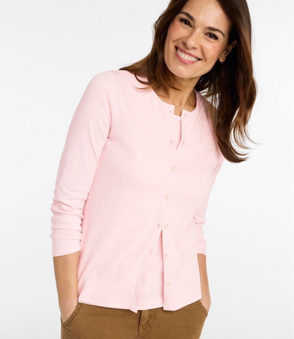 Women's Pima Cotton Tee, Long-Sleeve Crewneck Cardigan | L.L.Bean discount
