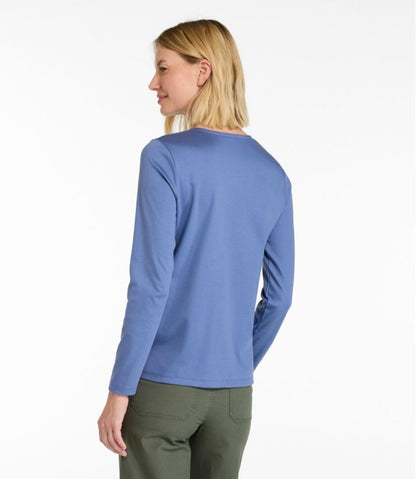 Women's Pima Cotton Tee, Long-Sleeve Crewneck Cardigan | L.L.Bean discount