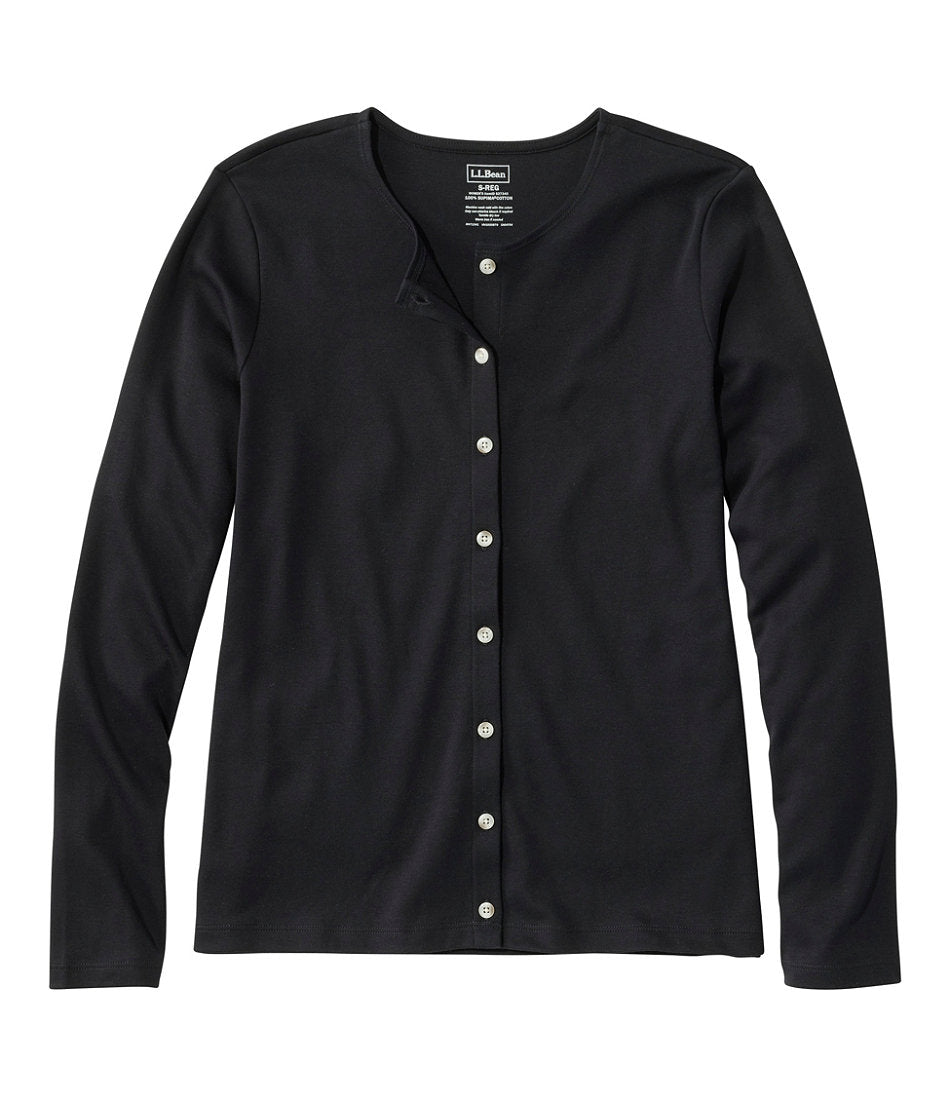 Women's Pima Cotton Tee, Long-Sleeve Crewneck Cardigan | L.L.Bean discount