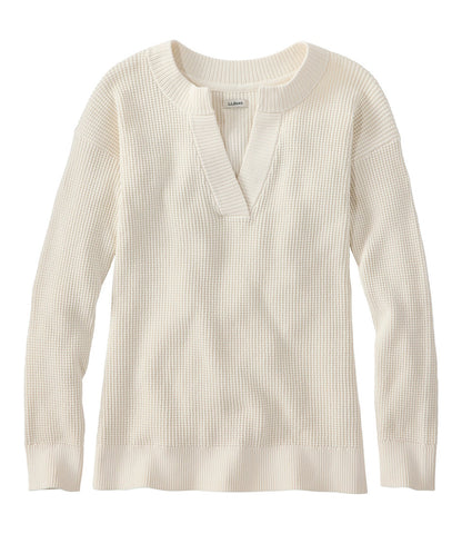 Women's Sunwashed Waffle Sweater, Splitneck | L.L.Bean sale