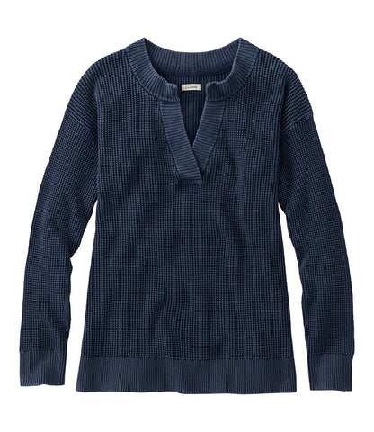 Women's Sunwashed Waffle Sweater, Splitneck | L.L.Bean sale