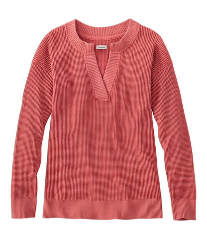Women's Sunwashed Waffle Sweater, Splitneck | L.L.Bean sale