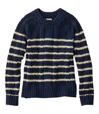 Women's Signature Cotton Fisherman Sweater, Crewneck Stripe | L.L.Bean for sale