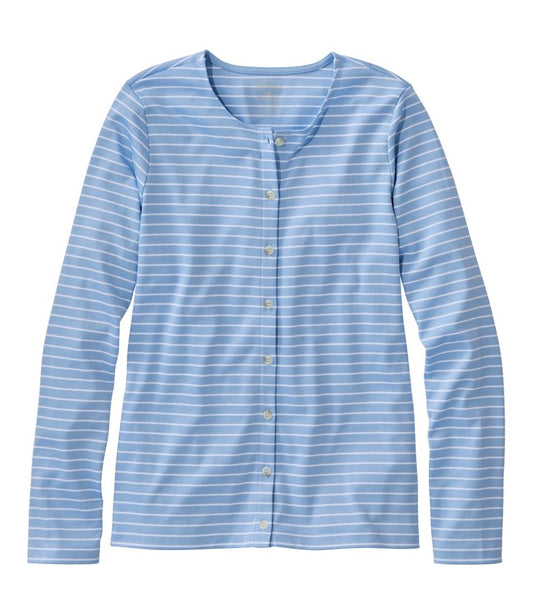 Women's Pima Cotton Tee, Long-Sleeve Crewneck Cardigan Stripe | L.L.Bean US