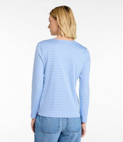 Women's Pima Cotton Tee, Long-Sleeve Crewneck Cardigan Stripe | L.L.Bean US