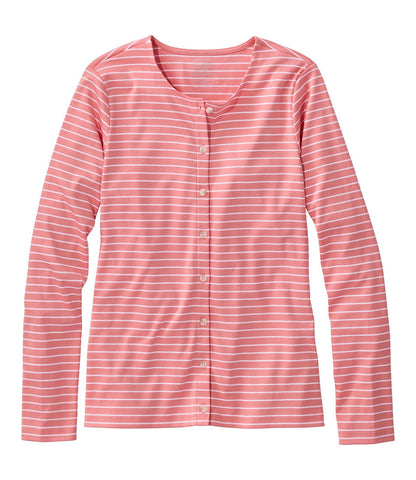 Women's Pima Cotton Tee, Long-Sleeve Crewneck Cardigan Stripe | L.L.Bean US
