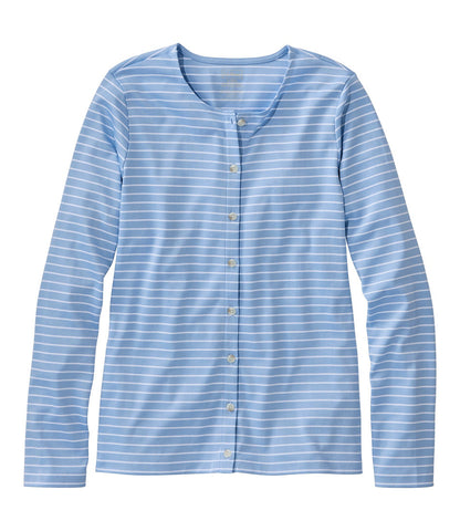 Women's Pima Cotton Tee, Long-Sleeve Crewneck Cardigan Stripe | L.L.Bean US
