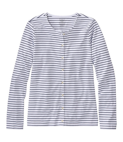 Women's Pima Cotton Tee, Long-Sleeve Crewneck Cardigan Stripe | L.L.Bean US