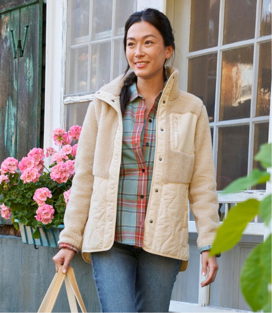 Women's Bean's Mixed Media Sherpa Fleece Jacket | L.L.Bean US