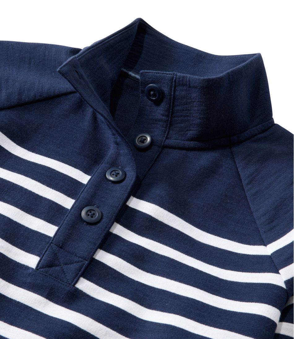 Women's Peaks Island Button Mockneck, Stripe | L.L.Bean online