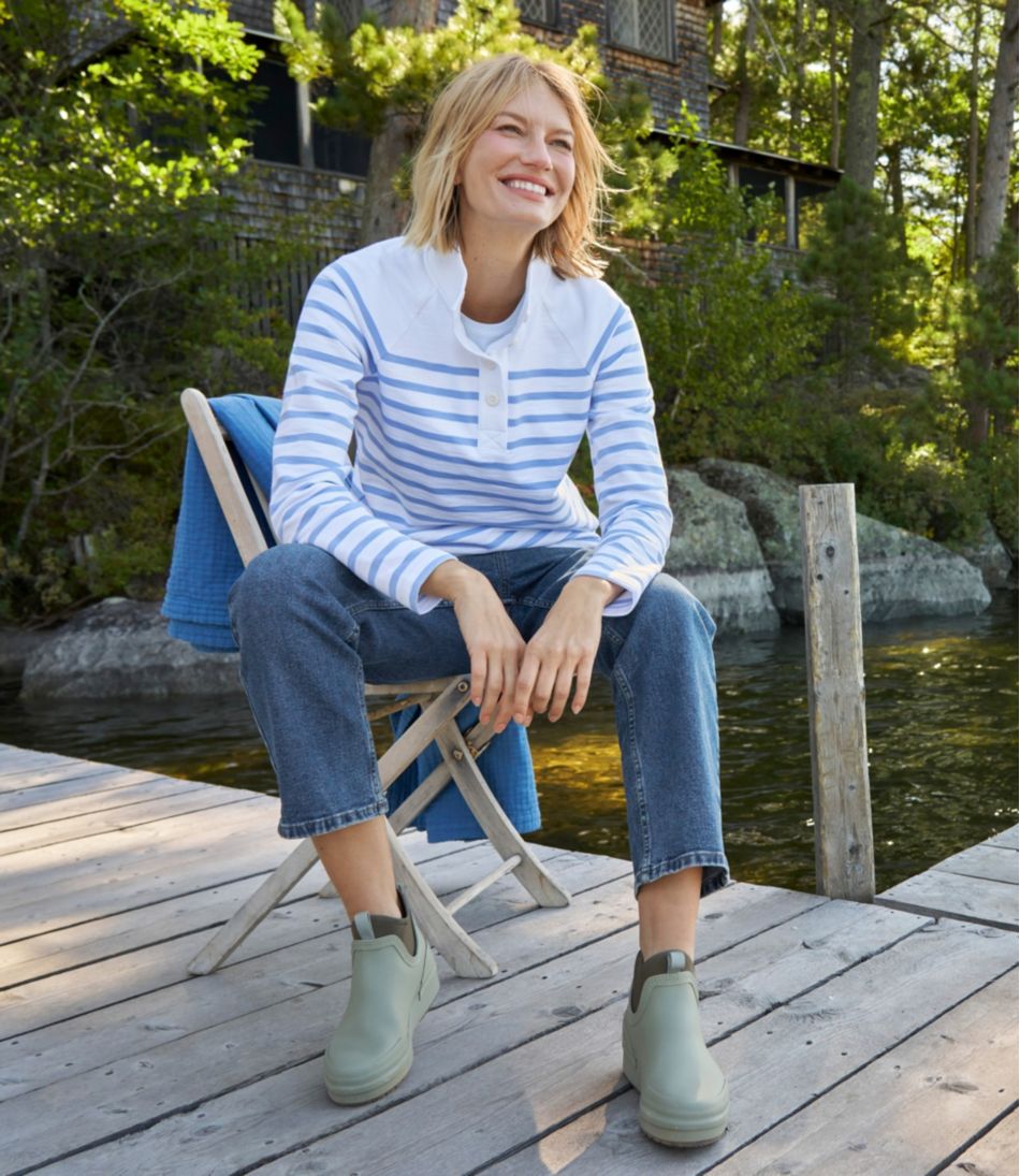 Women's Peaks Island Button Mockneck, Stripe | L.L.Bean online