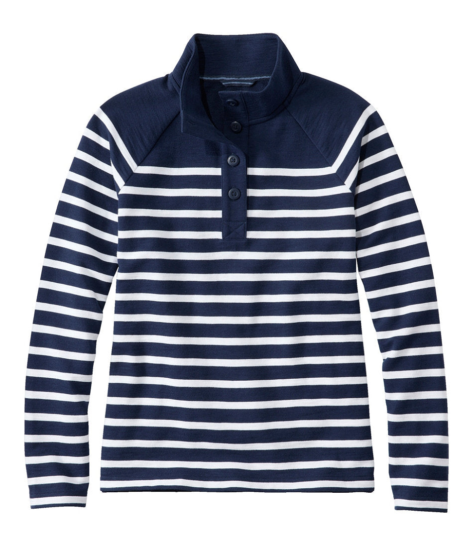 Women's Peaks Island Button Mockneck, Stripe | L.L.Bean online