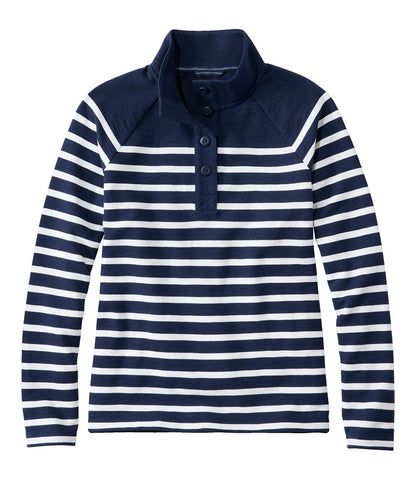 Women's Peaks Island Button Mockneck, Stripe | L.L.Bean online
