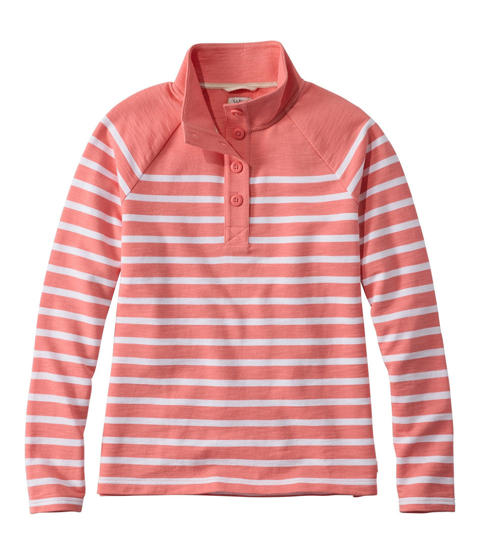 Women's Peaks Island Button Mockneck, Stripe | L.L.Bean online