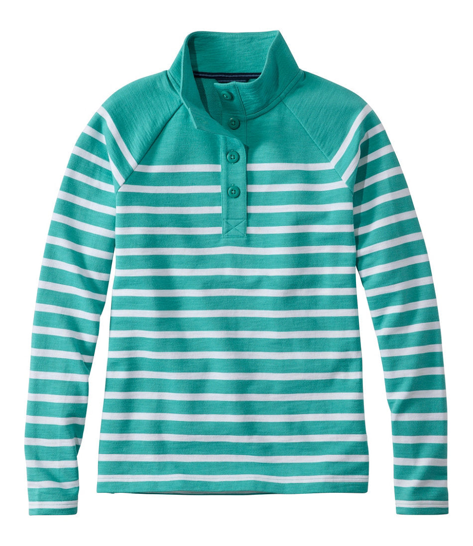 Women's Peaks Island Button Mockneck, Stripe | L.L.Bean online