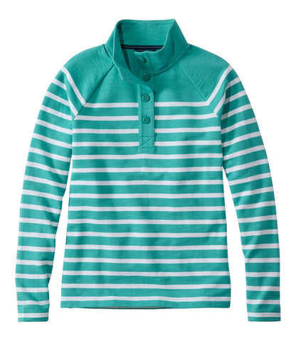 Women's Peaks Island Button Mockneck, Stripe | L.L.Bean online