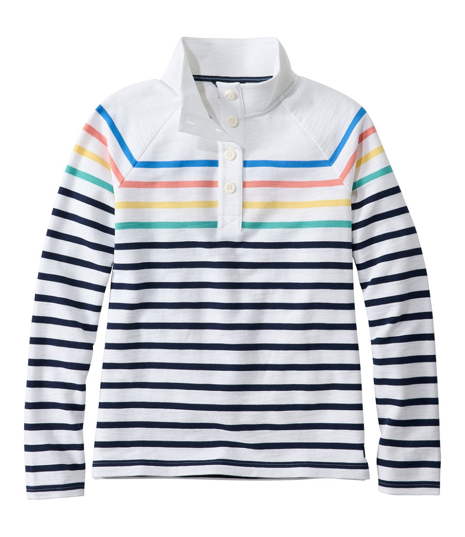Women's Peaks Island Button Mockneck, Stripe | L.L.Bean online