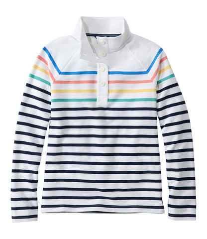 Women's Peaks Island Button Mockneck, Stripe | L.L.Bean online