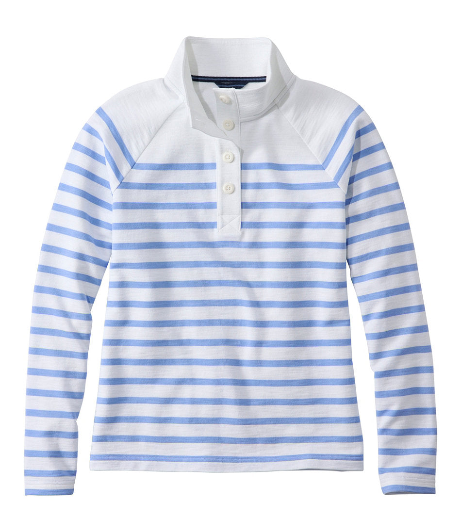 Women's Peaks Island Button Mockneck, Stripe | L.L.Bean online