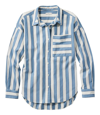 Women's Signature Premium Essential Poplin Shirt, Long-Sleeve Novelty Stripe | L.L.Bean discount