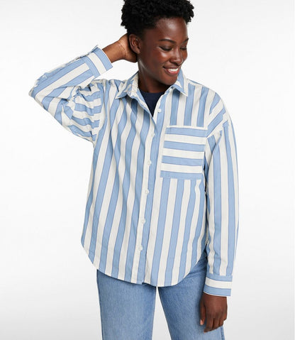 Women's Signature Premium Essential Poplin Shirt, Long-Sleeve Novelty Stripe | L.L.Bean discount