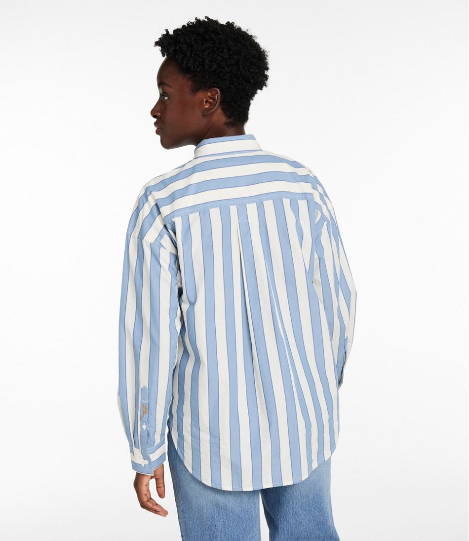 Women's Signature Premium Essential Poplin Shirt, Long-Sleeve Novelty Stripe | L.L.Bean discount