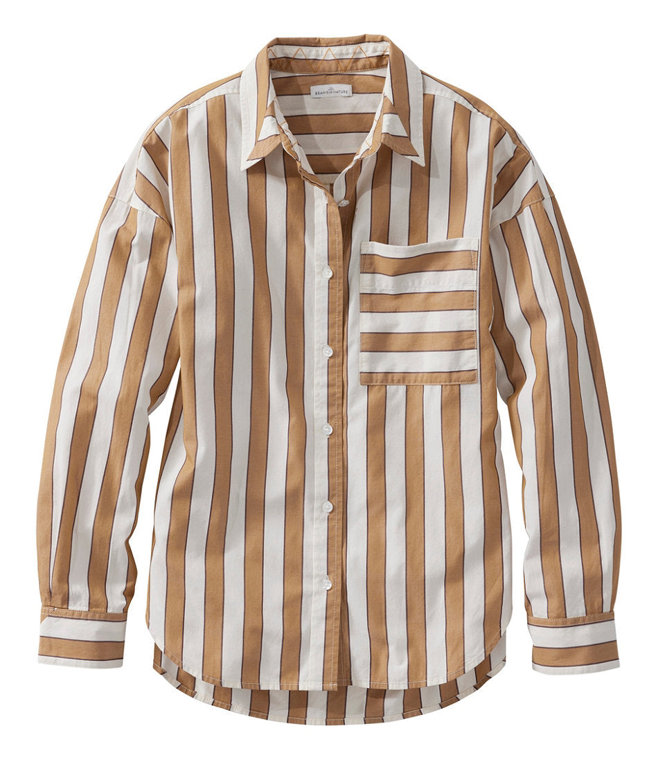 Women's Signature Premium Essential Poplin Shirt, Long-Sleeve Novelty Stripe | L.L.Bean discount