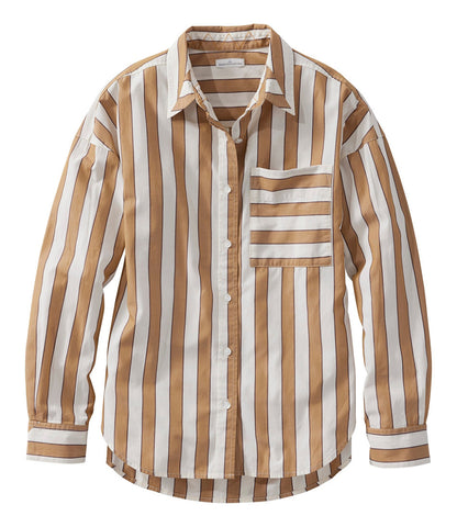 Women's Signature Premium Essential Poplin Shirt, Long-Sleeve Novelty Stripe | L.L.Bean discount