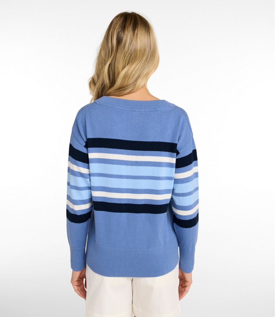 Women's Cotton/Cashmere Sweater, V-Neck Stripe | L.L.Bean US