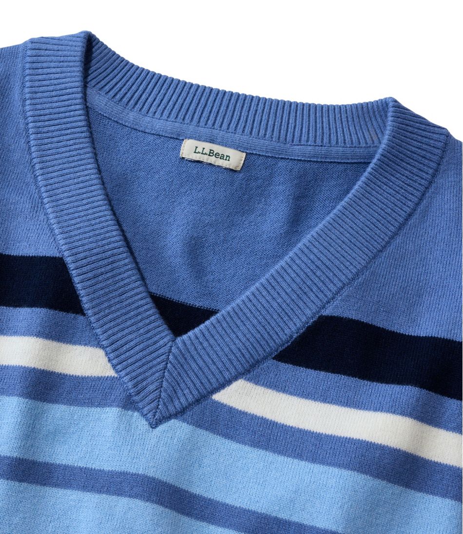 Women's Cotton/Cashmere Sweater, V-Neck Stripe | L.L.Bean US