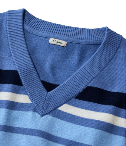 Women's Cotton/Cashmere Sweater, V-Neck Stripe | L.L.Bean US
