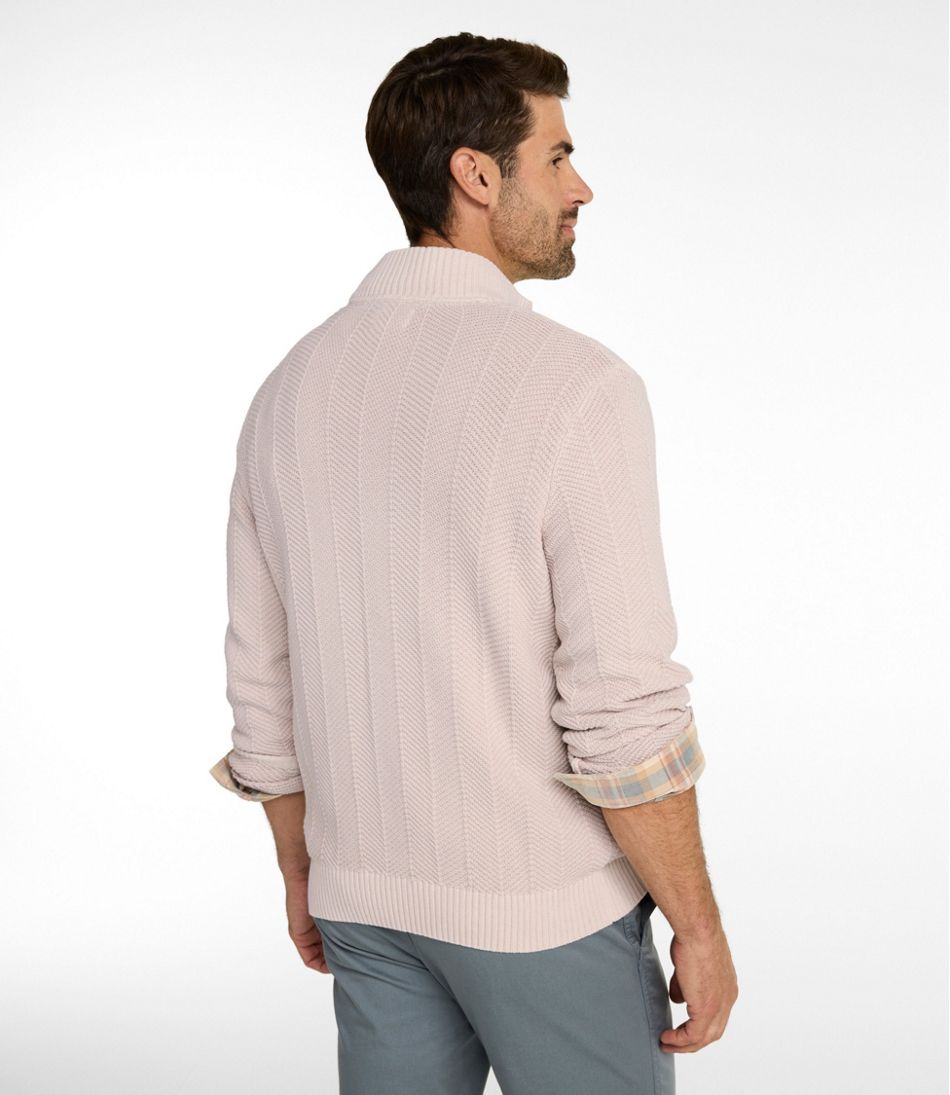 Men's Sunwashed Textured Cotton Sweater, Herringbone 1/4 Zip | L.L.Bean online