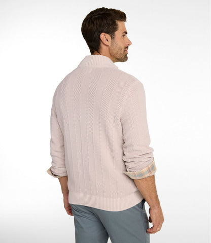 Men's Sunwashed Textured Cotton Sweater, Herringbone 1/4 Zip | L.L.Bean online