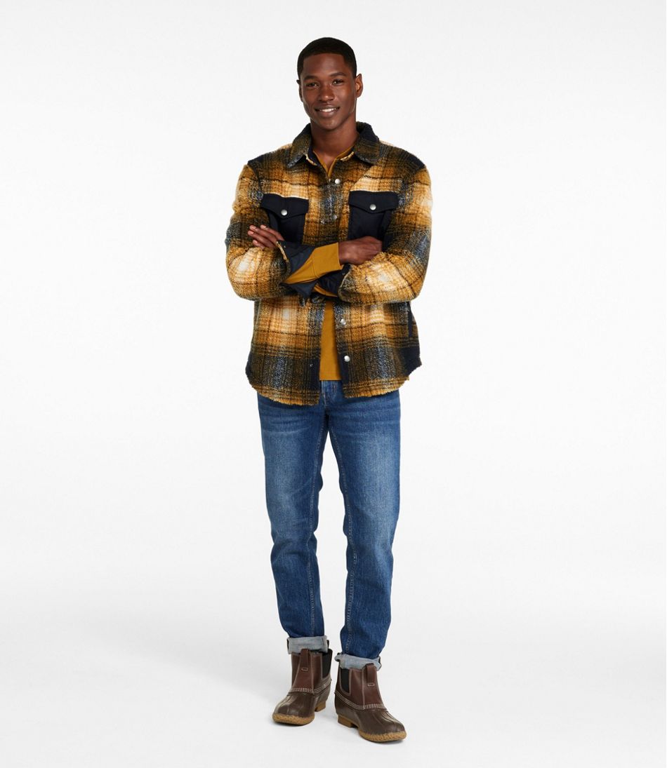 Men's Signature Mixed Media Fleece Shirt Jacket, Plaid | L.L.Bean online