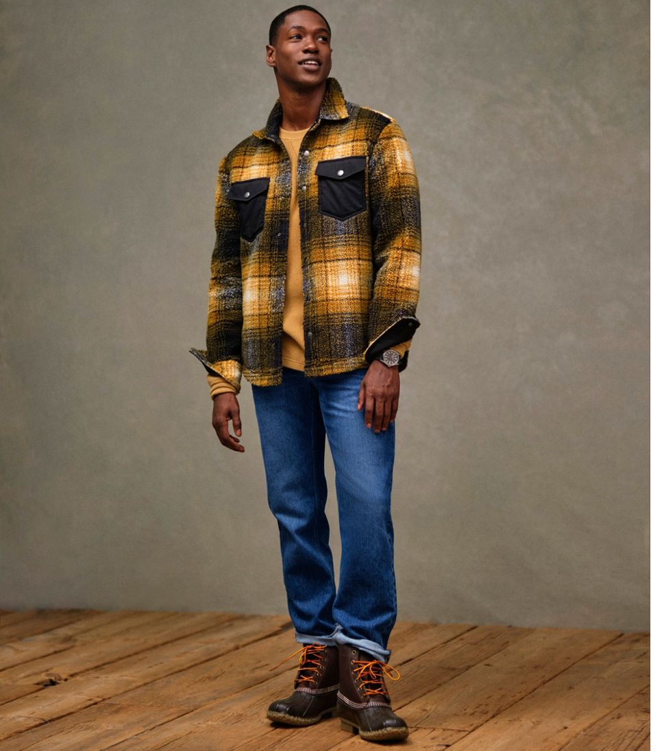 Men's Signature Mixed Media Fleece Shirt Jacket, Plaid | L.L.Bean online