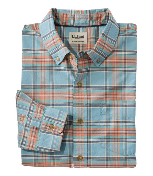 Men's Sunwashed Oxford Shirt, Slightly Fitted Untucked Fit, Plaid | L.L.Bean US