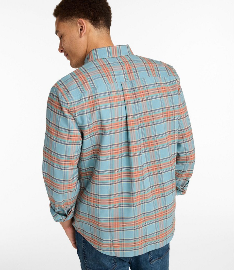 Men's Sunwashed Oxford Shirt, Slightly Fitted Untucked Fit, Plaid | L.L.Bean US