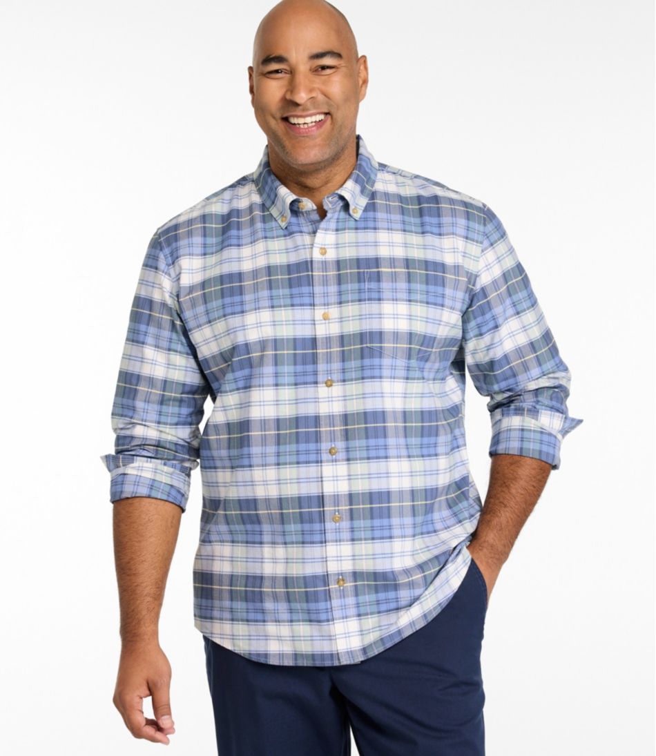 Men's Sunwashed Oxford Shirt, Slightly Fitted Untucked Fit, Plaid | L.L.Bean US
