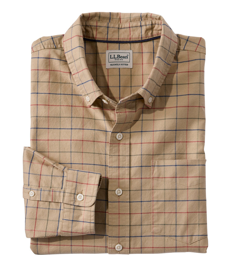 Men's Sunwashed Oxford Shirt, Slightly Fitted Untucked Fit, Plaid | L.L.Bean US