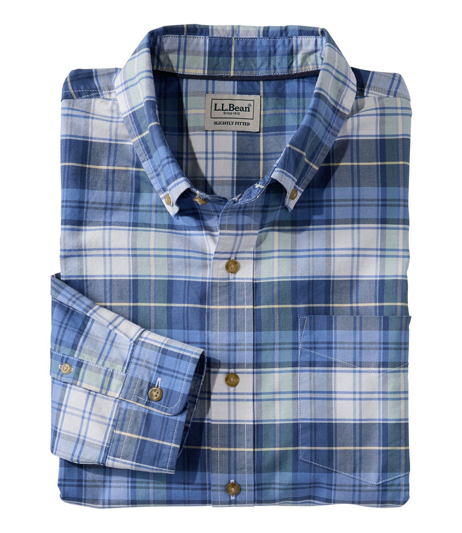 Men's Sunwashed Oxford Shirt, Slightly Fitted Untucked Fit, Plaid | L.L.Bean US