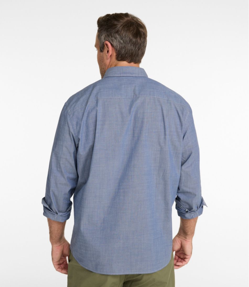 Men's Comfort Stretch Performance® Chambray Shirt, Long-Sleeve, Slightly Fitted Untucked Fit | L.L.Bean online