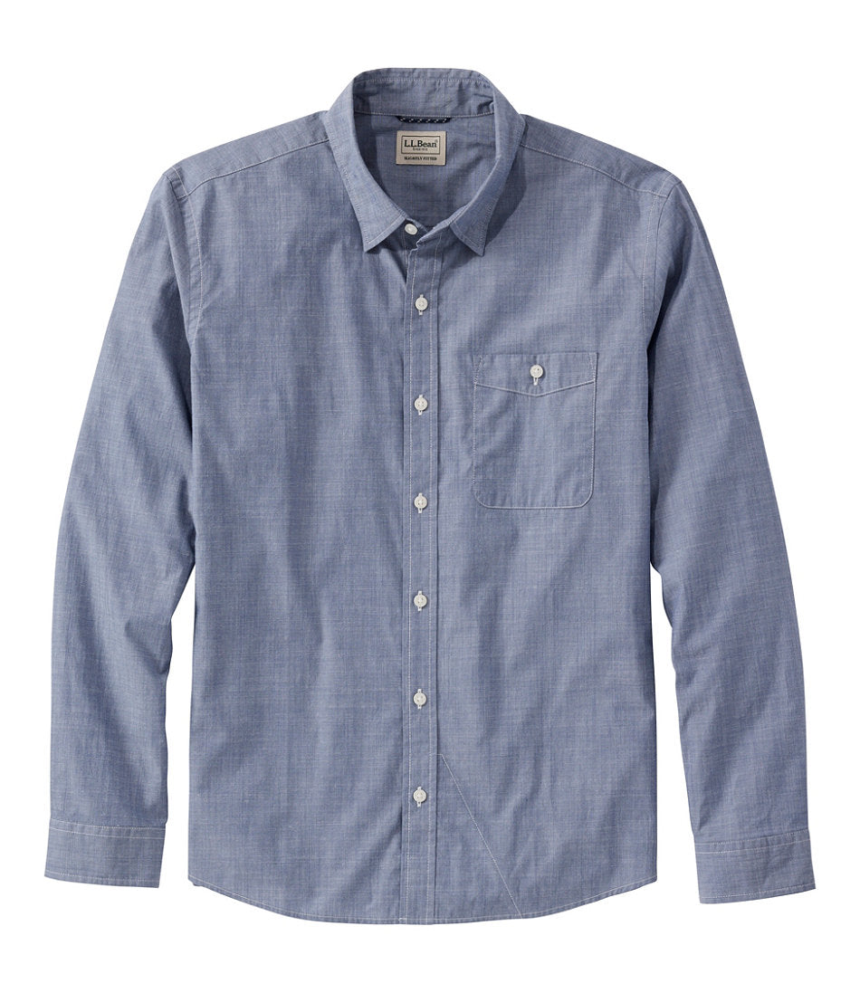 Men's Comfort Stretch Performance® Chambray Shirt, Long-Sleeve, Slightly Fitted Untucked Fit | L.L.Bean online