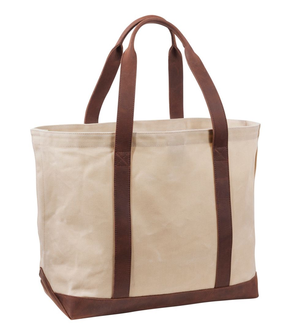 Leather-Trim Waxed Canvas Tote | L.L.Bean online