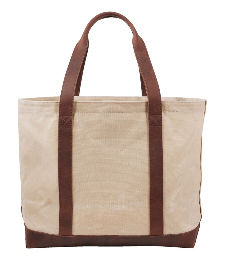 Leather-Trim Waxed Canvas Tote | L.L.Bean online