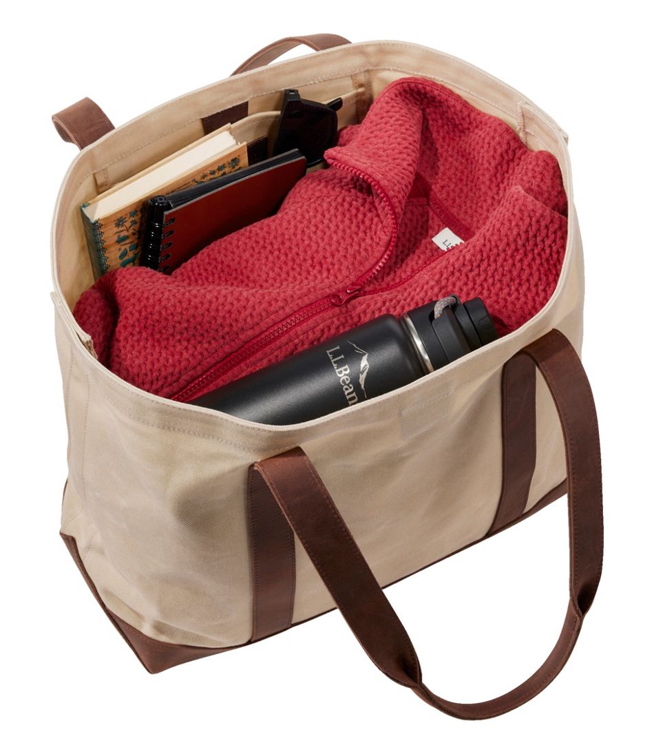 Leather-Trim Waxed Canvas Tote | L.L.Bean online
