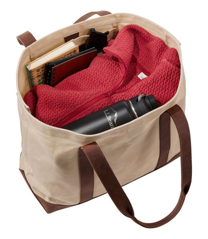 Leather-Trim Waxed Canvas Tote | L.L.Bean online